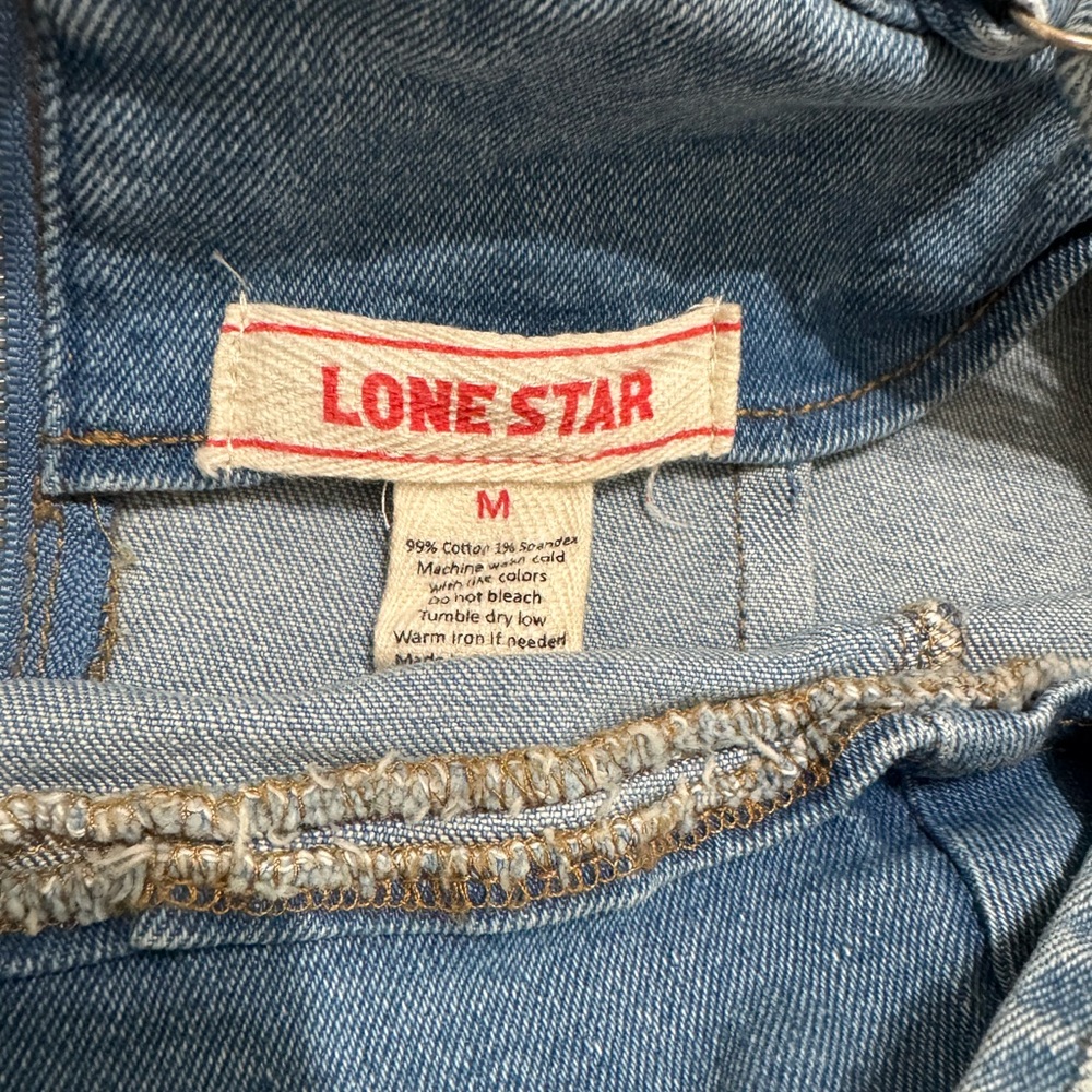 Lone Star Denim Mini Dress Adjustable Straps Zip Back Women's Size Medium Y2K - Picture 6 of 8